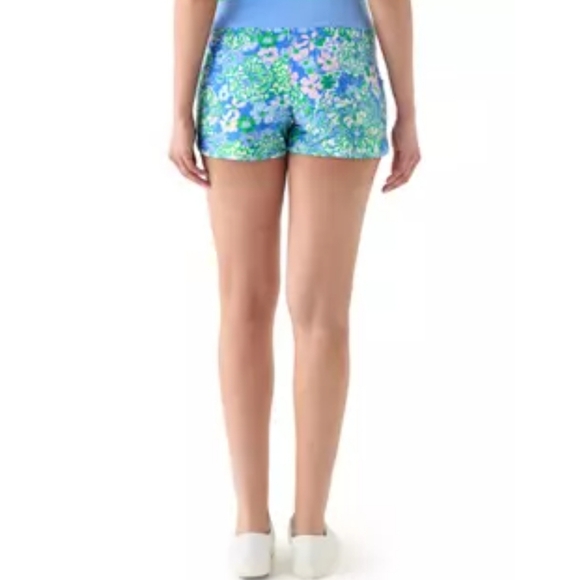 NWT Lilly Pulitzer Luxletic Bicci Running Short In Sunwashed Blue Plumes In Bloo - Picture 3 of 5